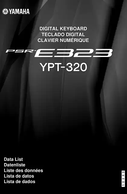 yamaha雅马哈PSR-E323 Data List